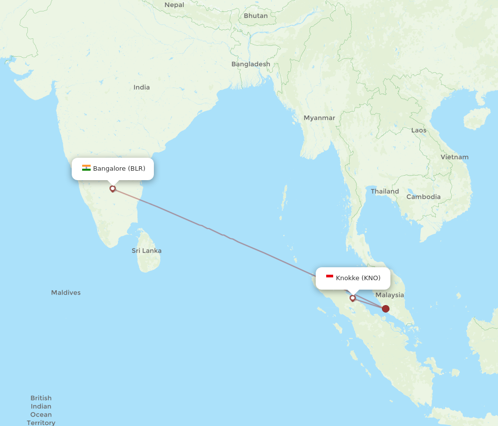 BLR to KNO flights and routes map