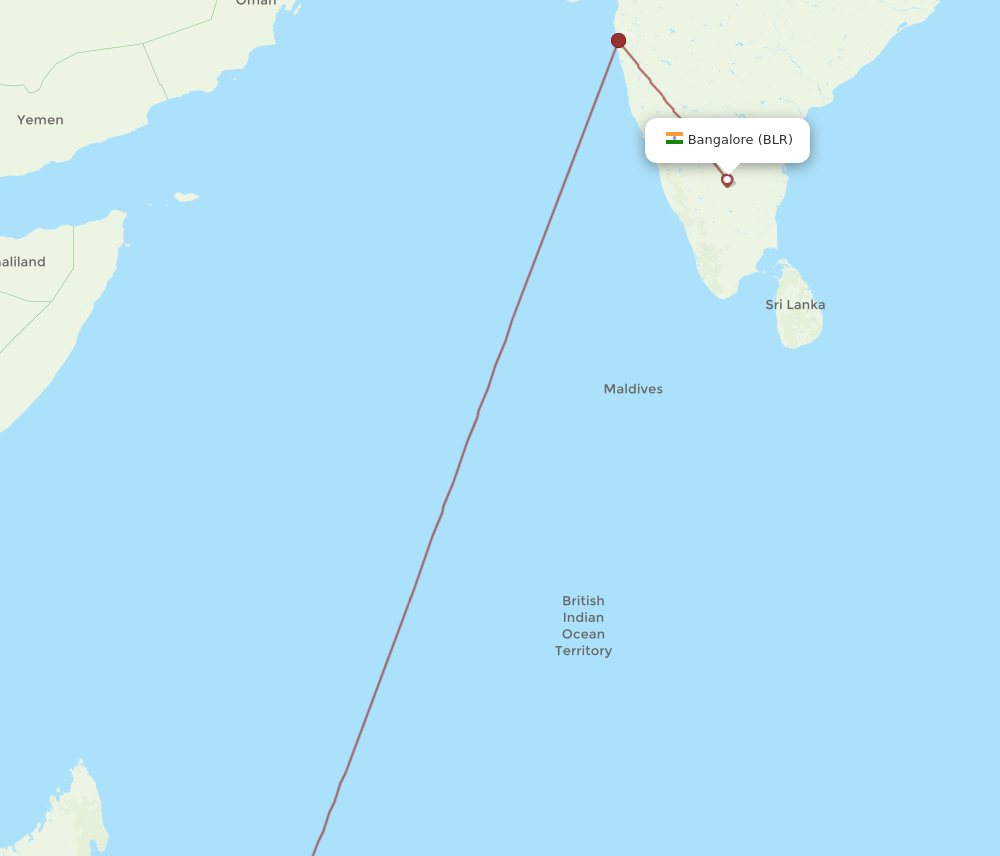 BLR to MRU flights and routes map