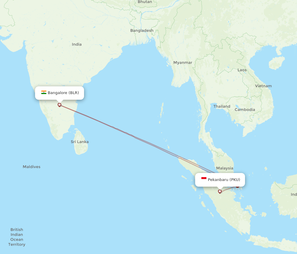 BLR to PKU flights and routes map