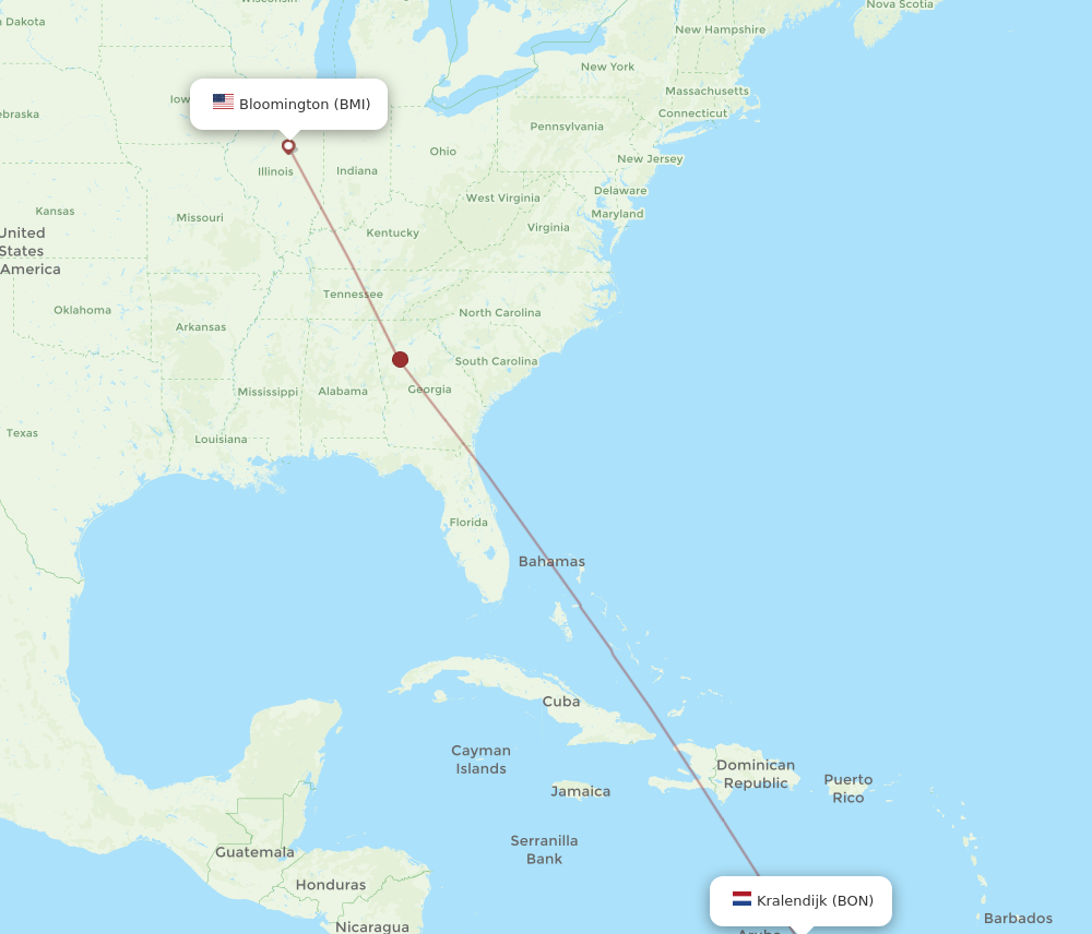 Flights from Bloomington to Bonaire, BMI to BON - Flight Routes