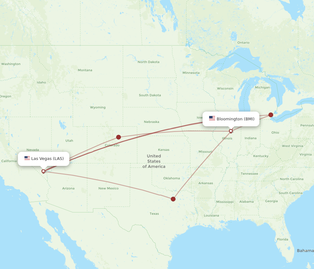 Flights from Bloomington to Las Vegas BMI to LAS Flight Routes