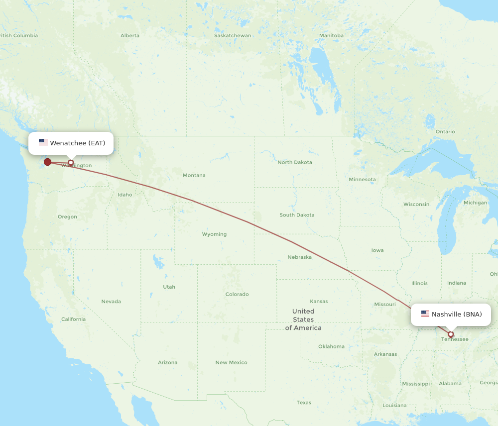 Flights from Nashville to Wenatchee BNA to EAT Flight Routes