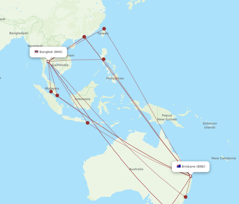 All Flight Routes From Brisbane To Bangkok Bne To Bkk Flight Routes 9270