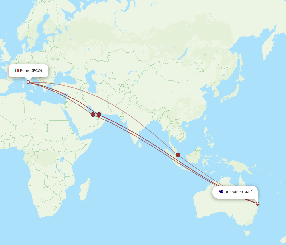 All Flight Routes From Brisbane To Rome Bne To Fco Flight Routes 4224