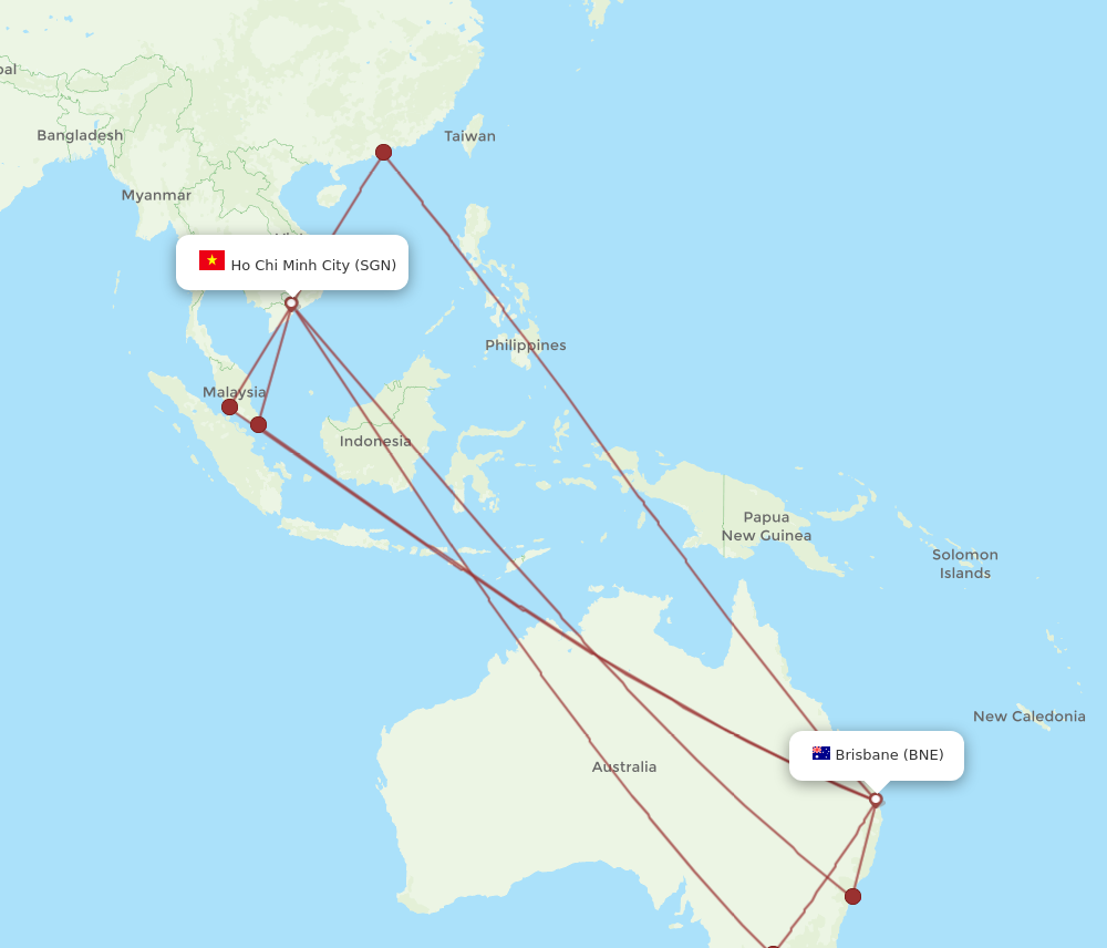 All Flight Routes From Brisbane To Ho Chi Minh City Bne To Sgn Flight Routes 8049