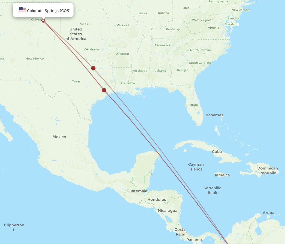 All Flight Routes From Bogota To Colorado Springs Bog To Cos Flight Routes 8268