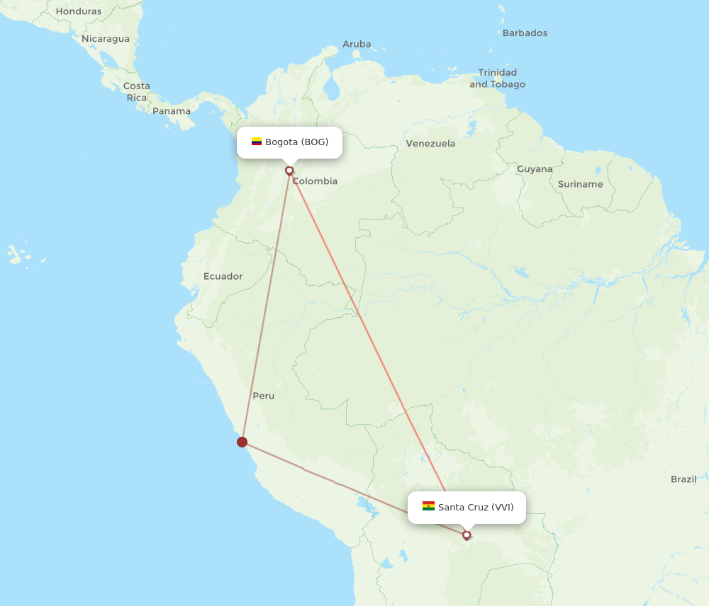 Flights from Bogota to Santa Cruz BOG to VVI Flight Routes