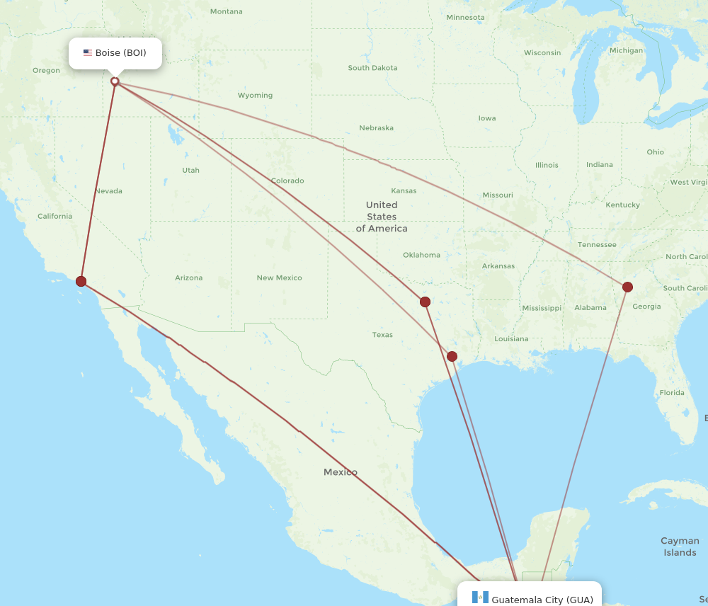 Flights from Boise to Guatemala City, BOI to GUA - Flight Routes