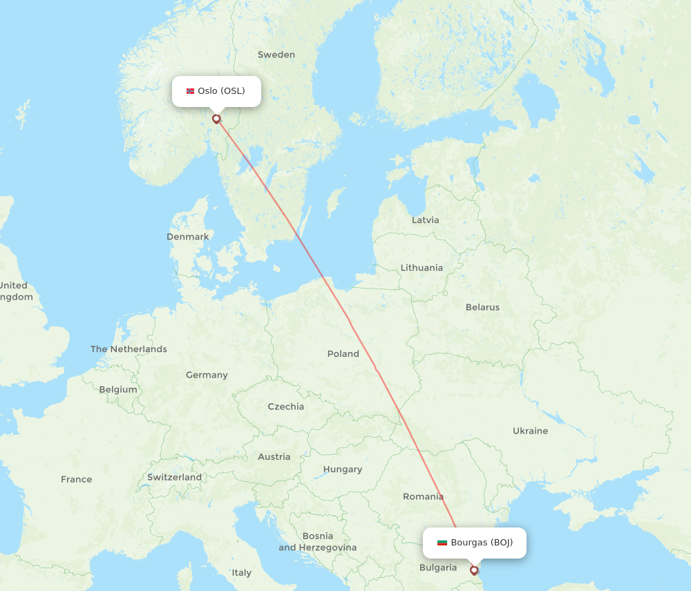 Flights from Bourgas to Oslo BOJ to OSL Flight Routes