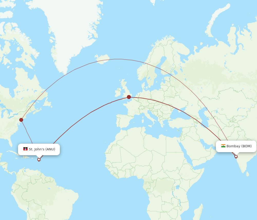 Flights from Mumbai to Antigua BOM to ANU Flight Routes