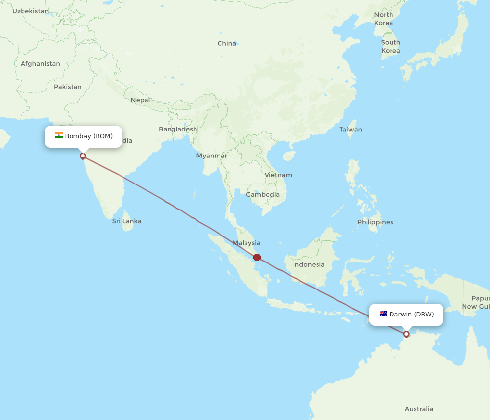 Flights from Mumbai to Darwin BOM to DRW Flight Routes