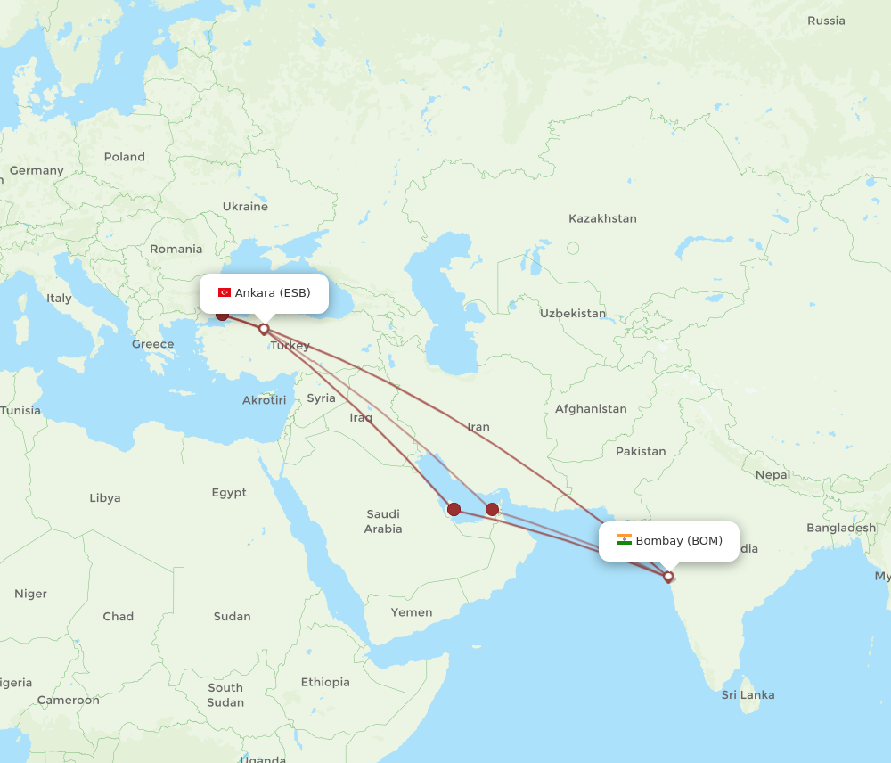 Flights from Mumbai to Ankara BOM to ESB Flight Routes