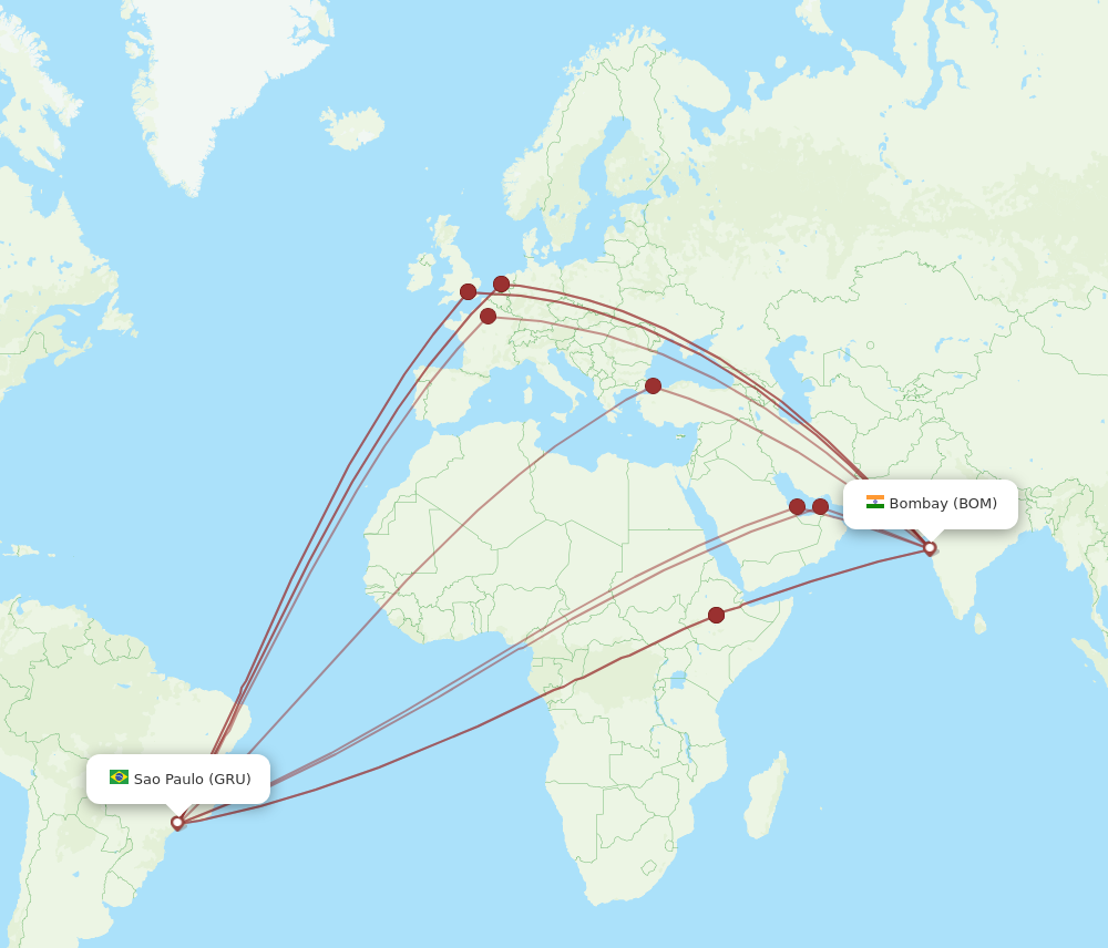 All Flight Routes From Mumbai To Sao Paulo, Bom To Gru - Flight Routes