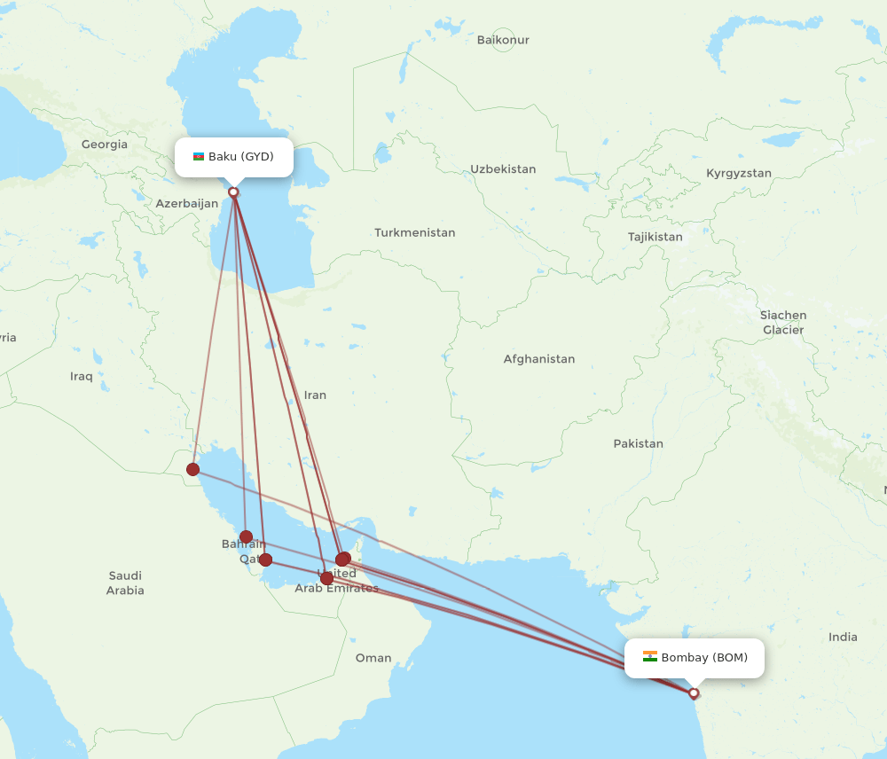 All Flight Routes From Mumbai To Baku Bom To Gyd Flight Routes 2003