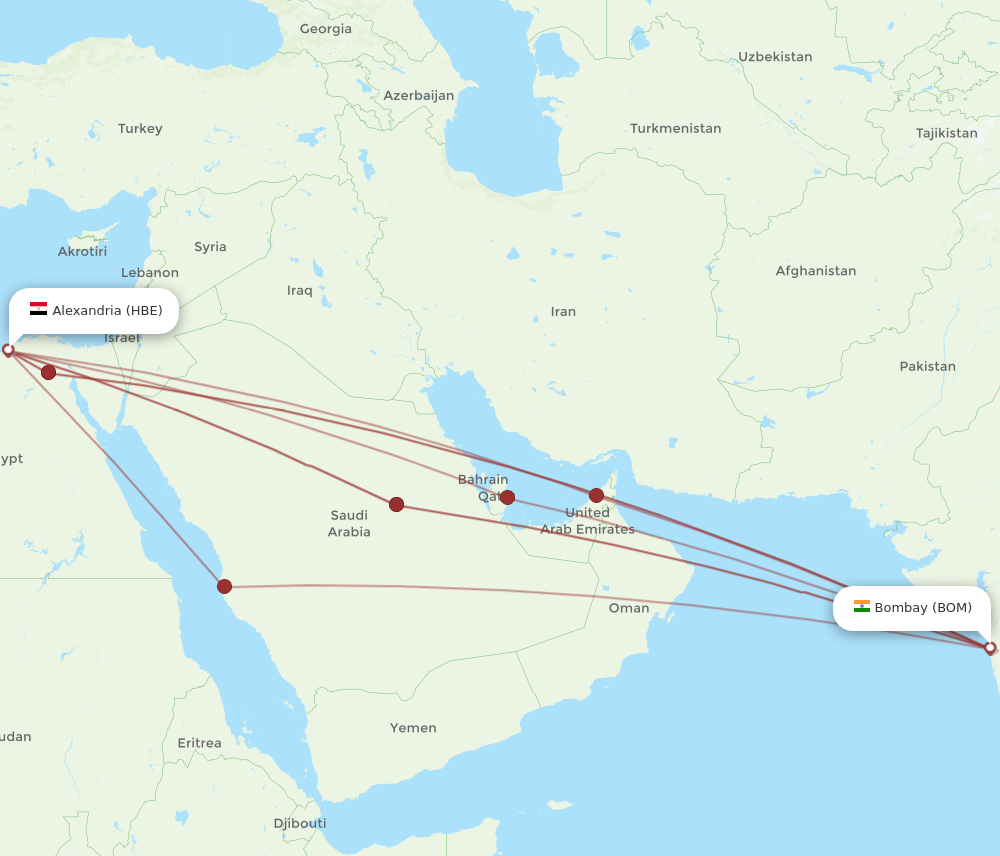 All Flight Routes From Mumbai To Alexandria, BOM To HBE - Flight Routes