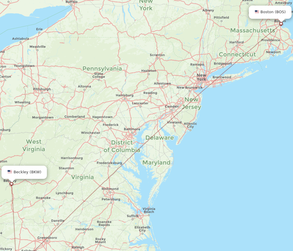 Flights from Boston to Beckley BOS to BKW Flight Routes