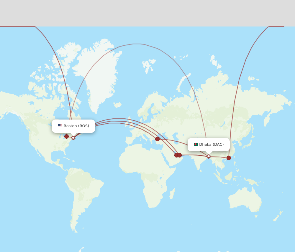 All Flight Routes From Boston To Dhaka, BOS To DAC - Flight Routes