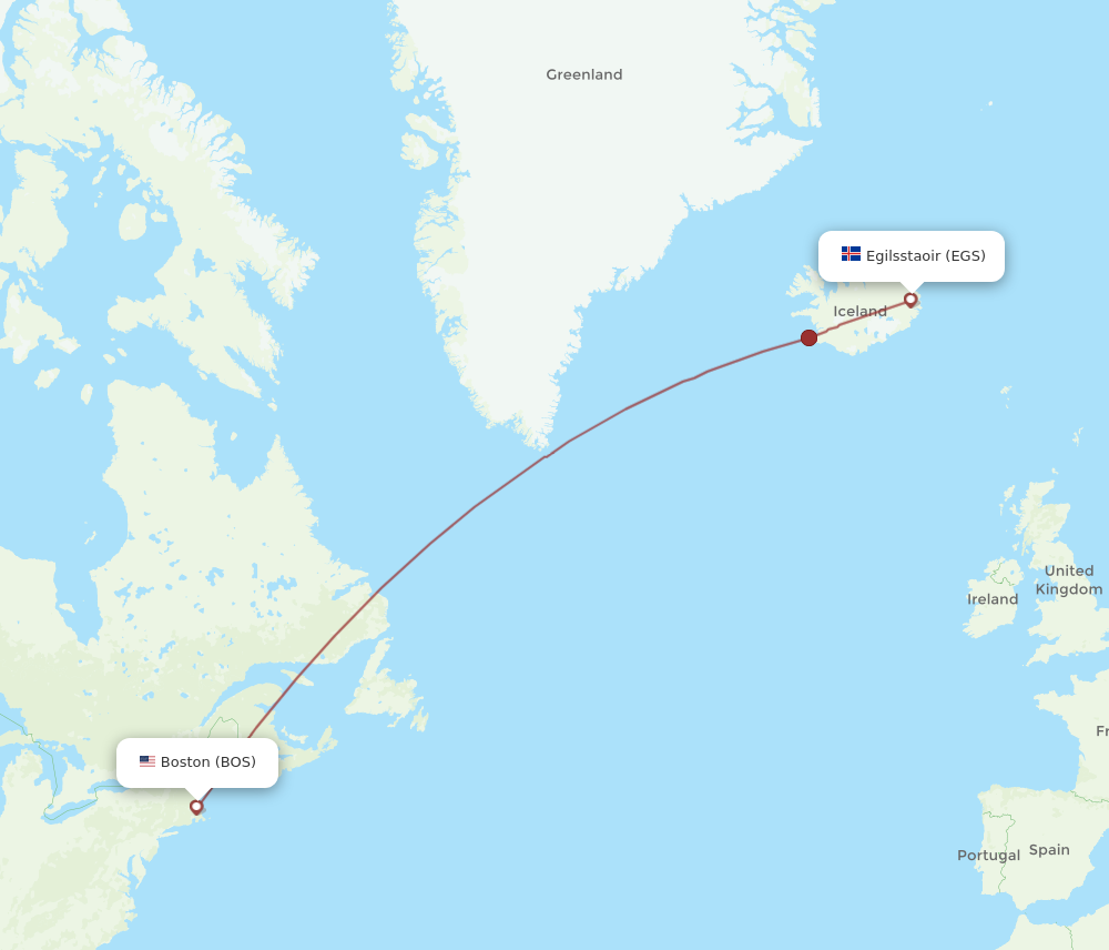 BOS to EGS flights and routes map