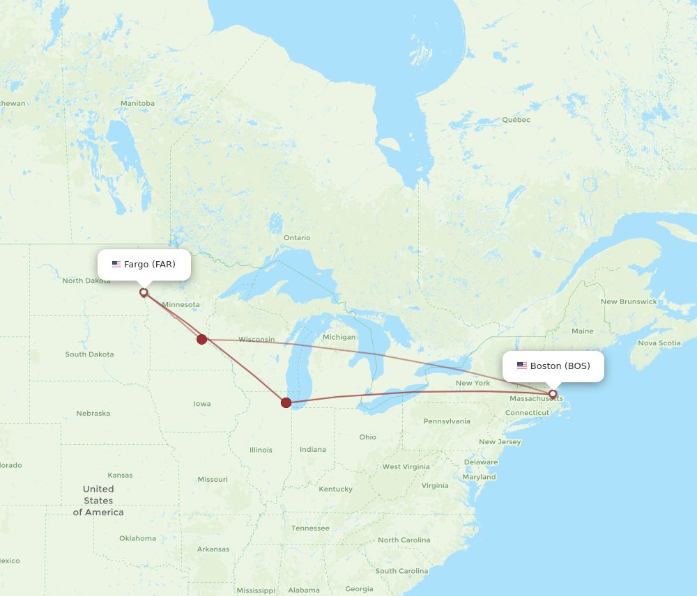 Flights from Boston to Fargo BOS to FAR Flight Routes