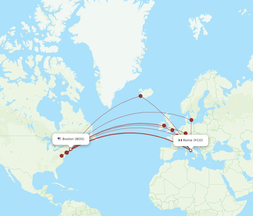 Flights from Boston to Rome BOS to FCO Flight Routes