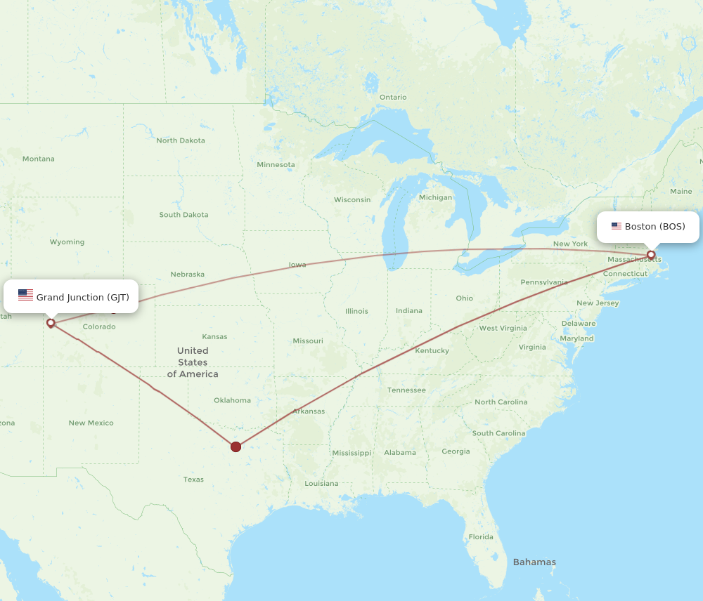 Flights from Boston to Grand Junction BOS to GJT Flight Routes