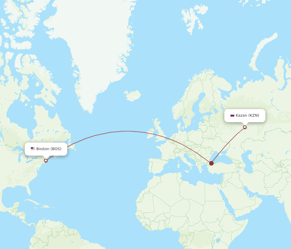 Flights from Boston to Kazan BOS to KZN Flight Routes