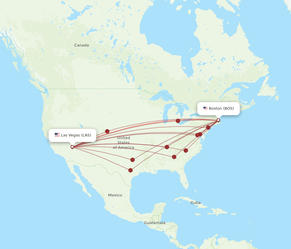 All Flight Routes From Boston To Las Vegas, Bos To Las - Flight Routes