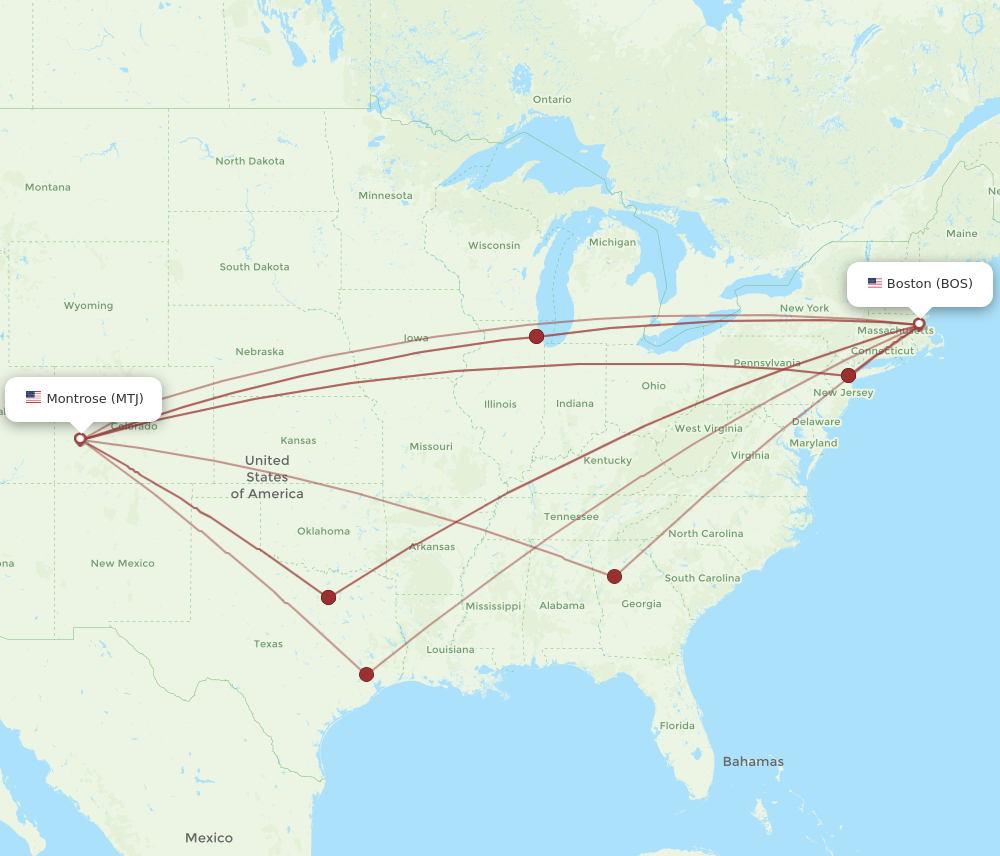 Flights from Boston to Montrose BOS to MTJ Flight Routes