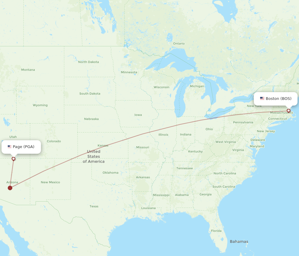 Flights from Boston to Page BOS to PGA Flight Routes