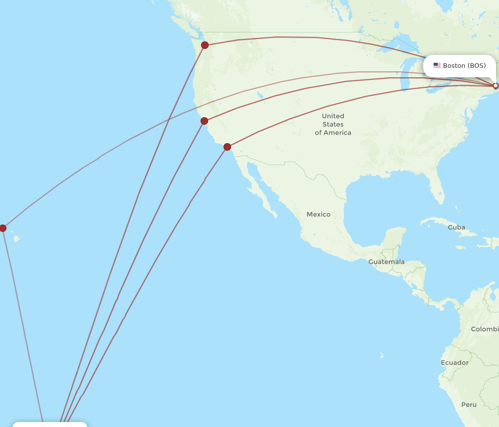 Flights from Boston to Papeete, BOS to PPT - Flight Routes