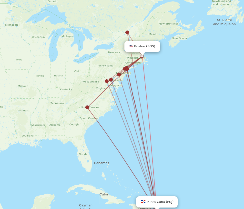 Flights from Boston to Punta Cana BOS to PUJ Flight Routes