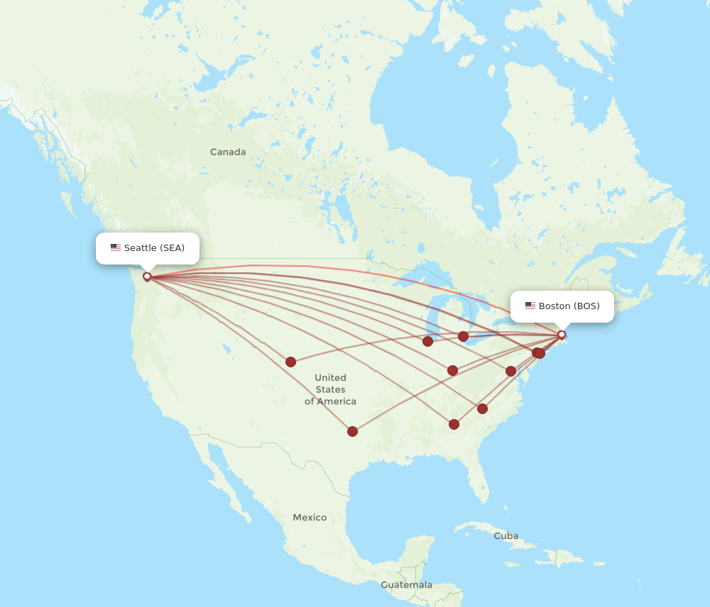 Flights from Boston to Seattle BOS to SEA Flight Routes