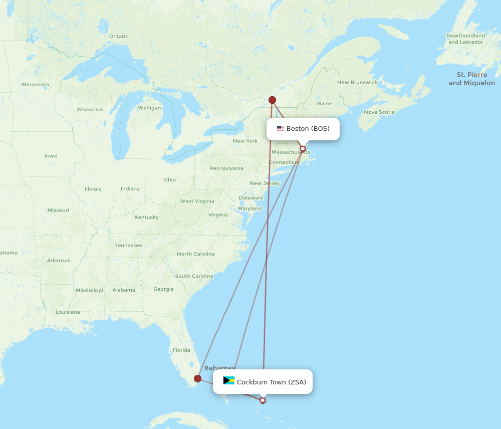 Flights from Boston to San Salvador BOS to ZSA Flight Routes