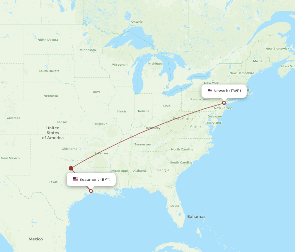 Flights from Beaumont to New York BPT to EWR Flight Routes