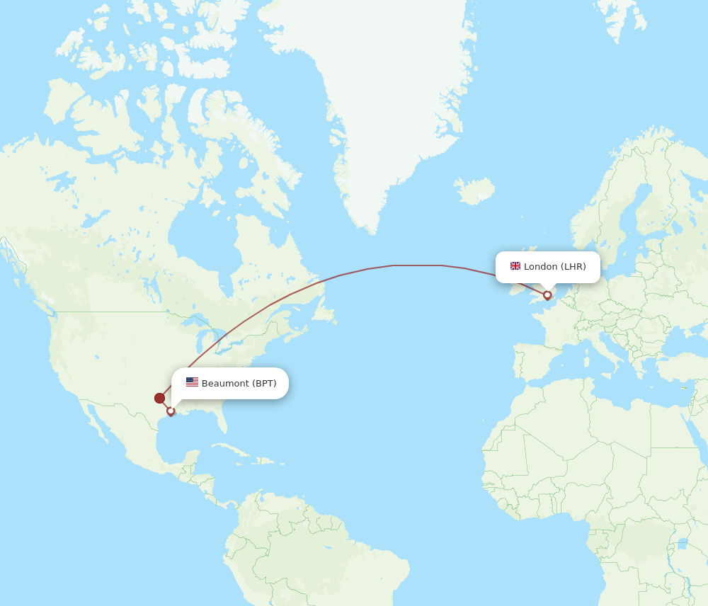 Flights from Beaumont to London BPT to LHR Flight Routes