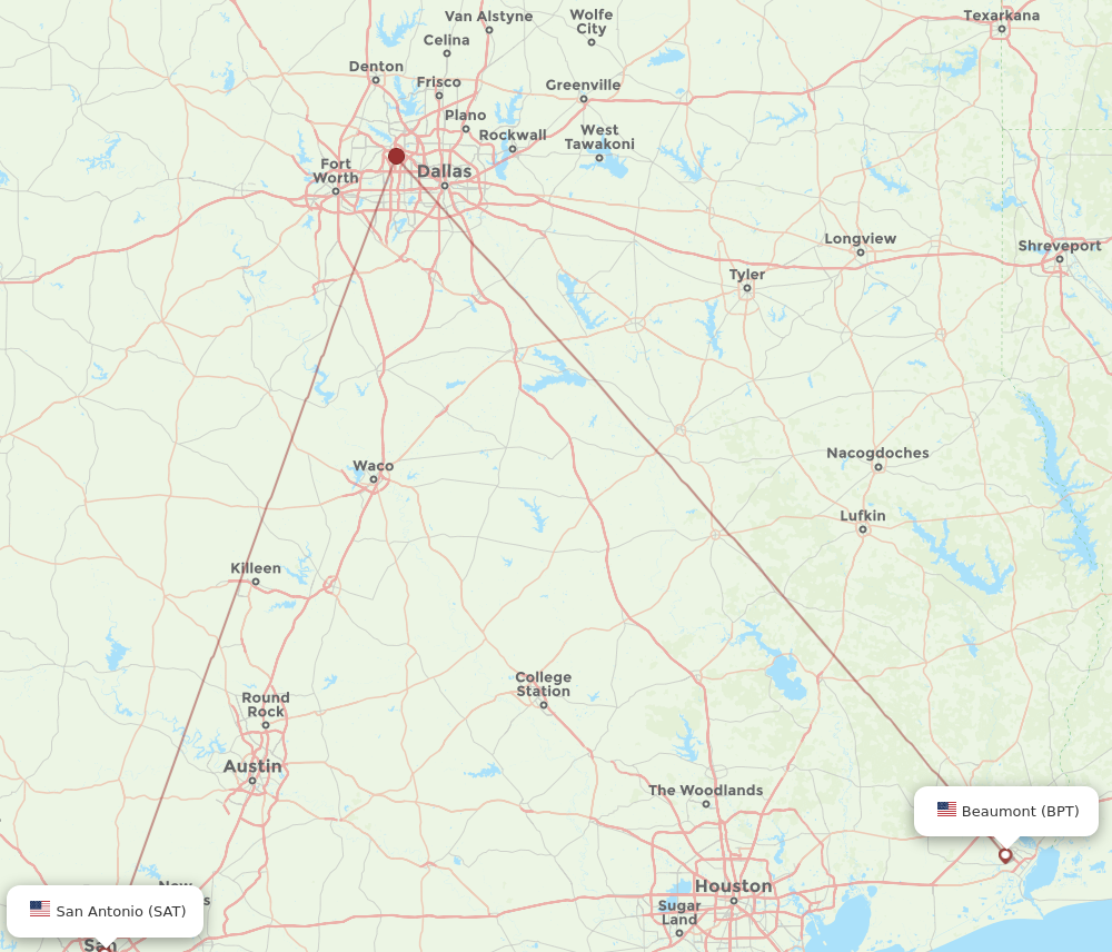 Flights from Beaumont to San Antonio BPT to SAT Flight Routes