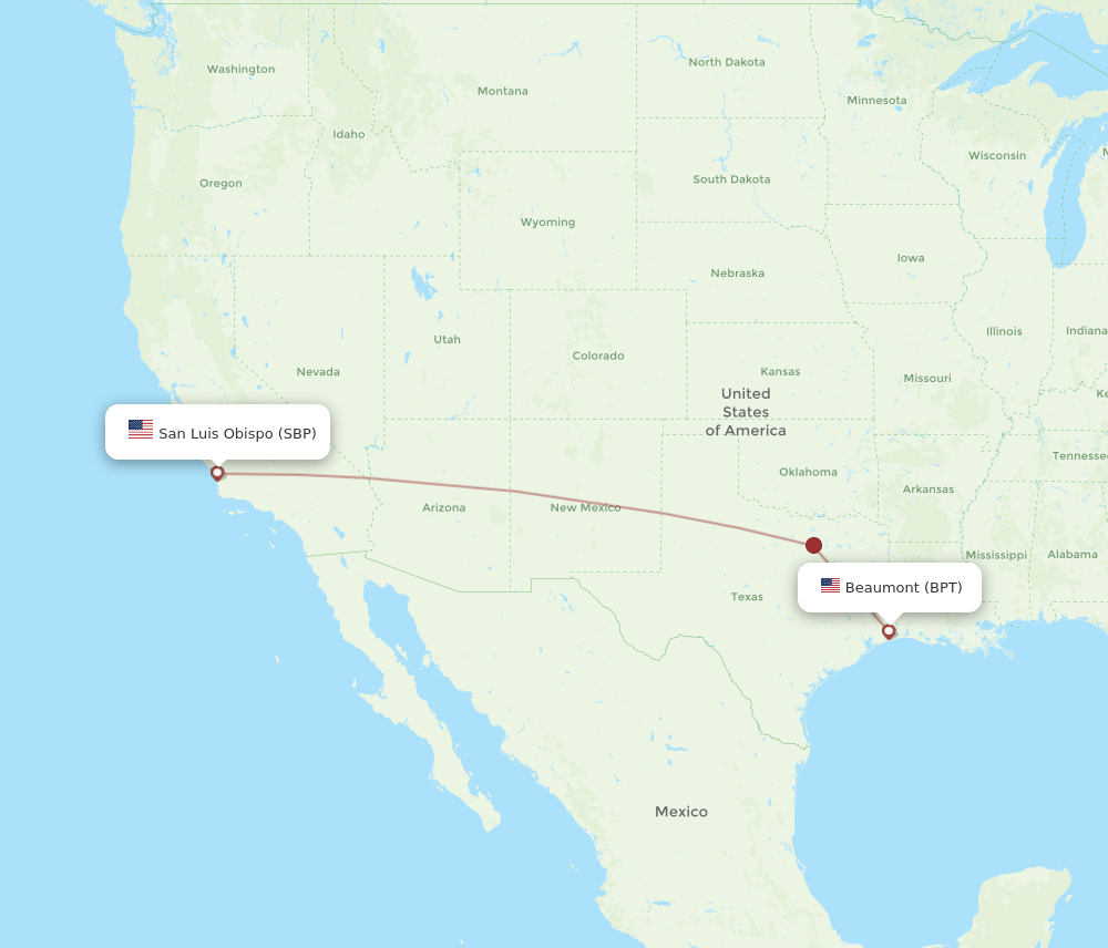 Flights from Beaumont to San Luis Obispo BPT to SBP Flight Routes