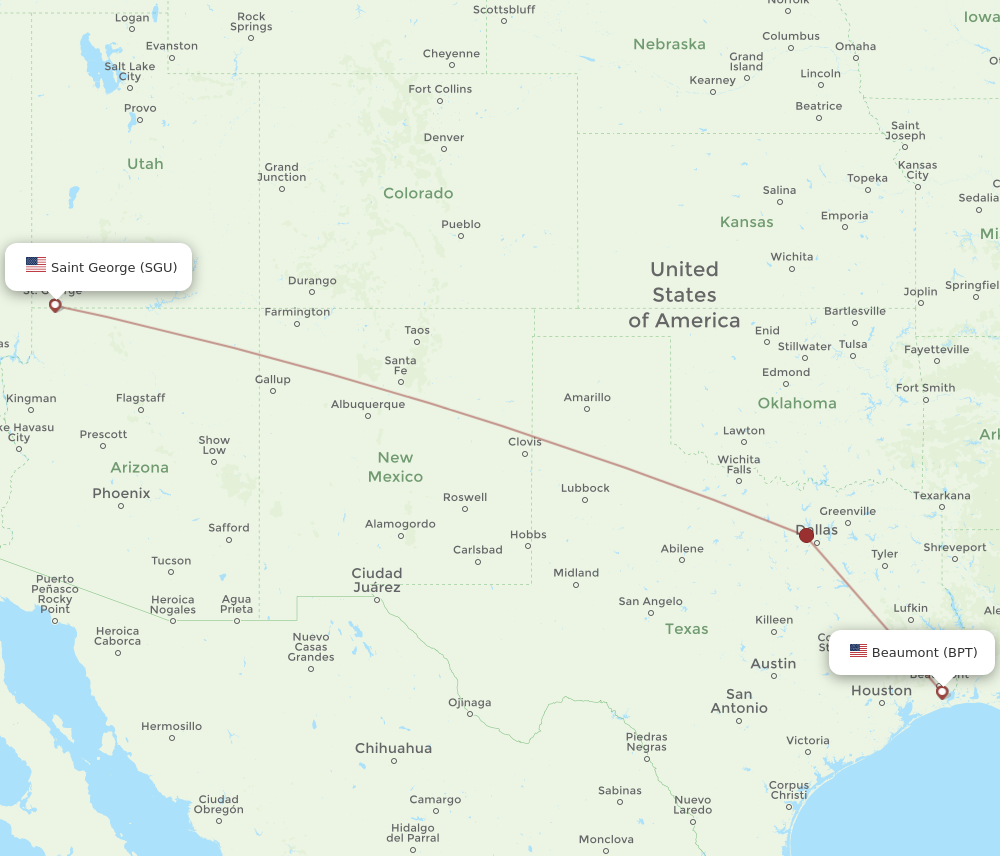 Flights from Beaumont to Saint George BPT to SGU Flight Routes