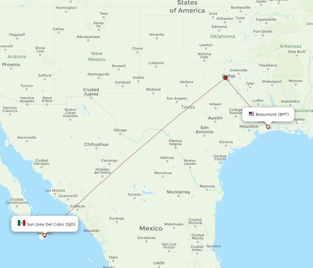 Flights from Beaumont to San Jose Cabo BPT to SJD Flight Routes