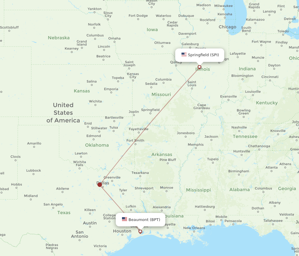 Flights from Beaumont to Springfield BPT to SPI Flight Routes