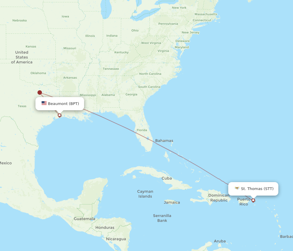 Flights from Beaumont to Saint Thomas BPT to STT Flight Routes