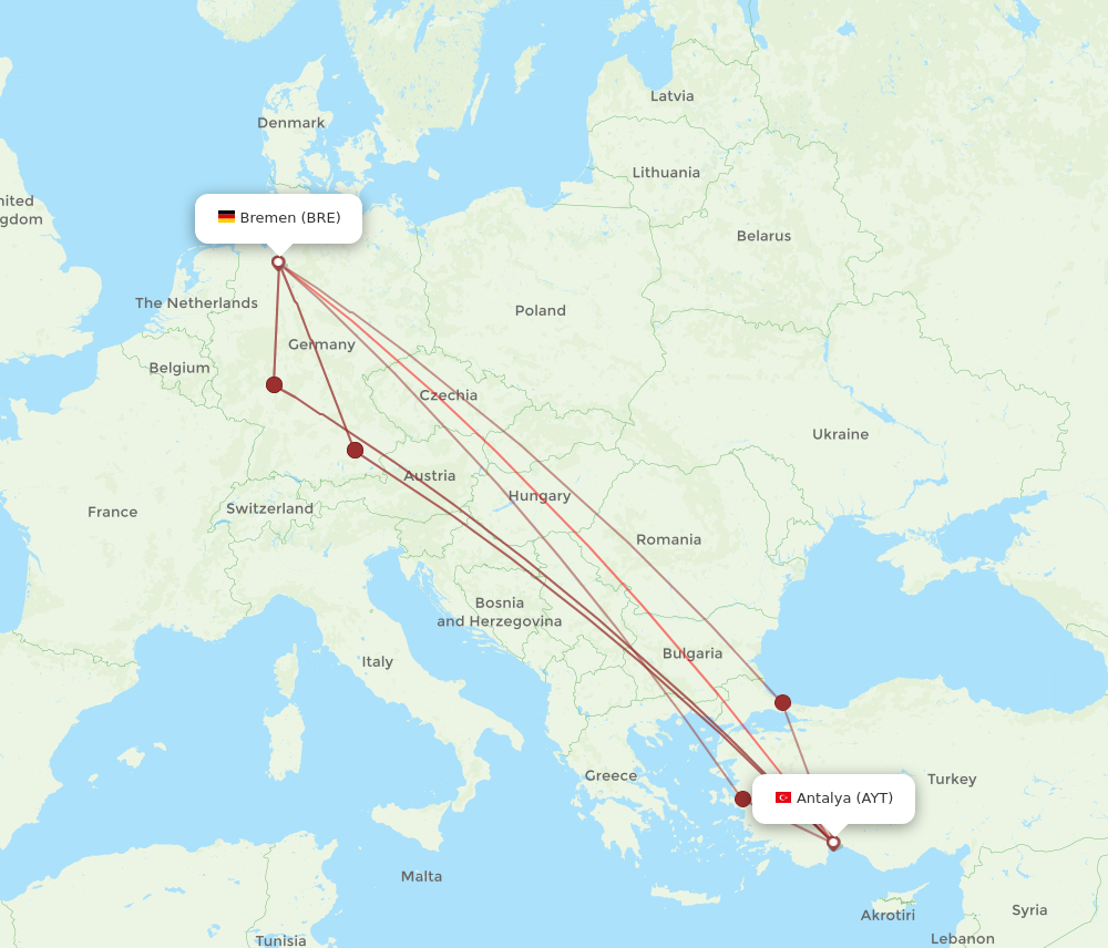 Flights from Bremen to Antalya BRE to AYT Flight Routes