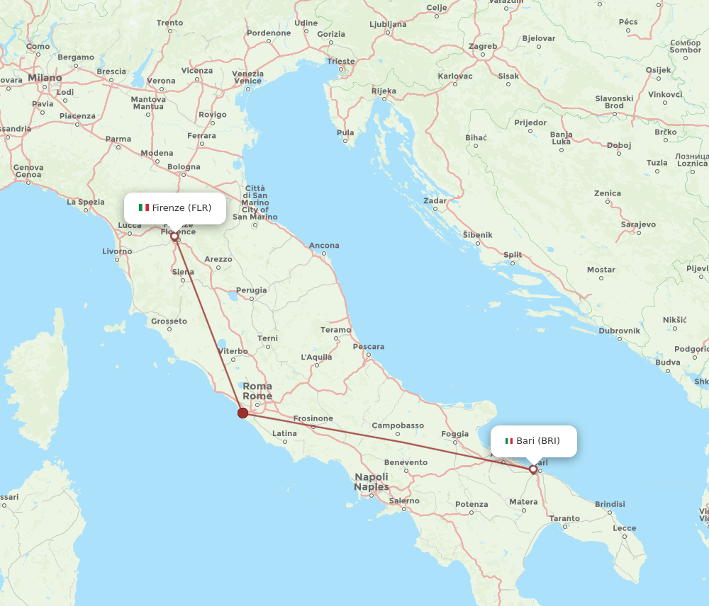 Flights from Bari to Florence, BRI to FLR - Flight Routes