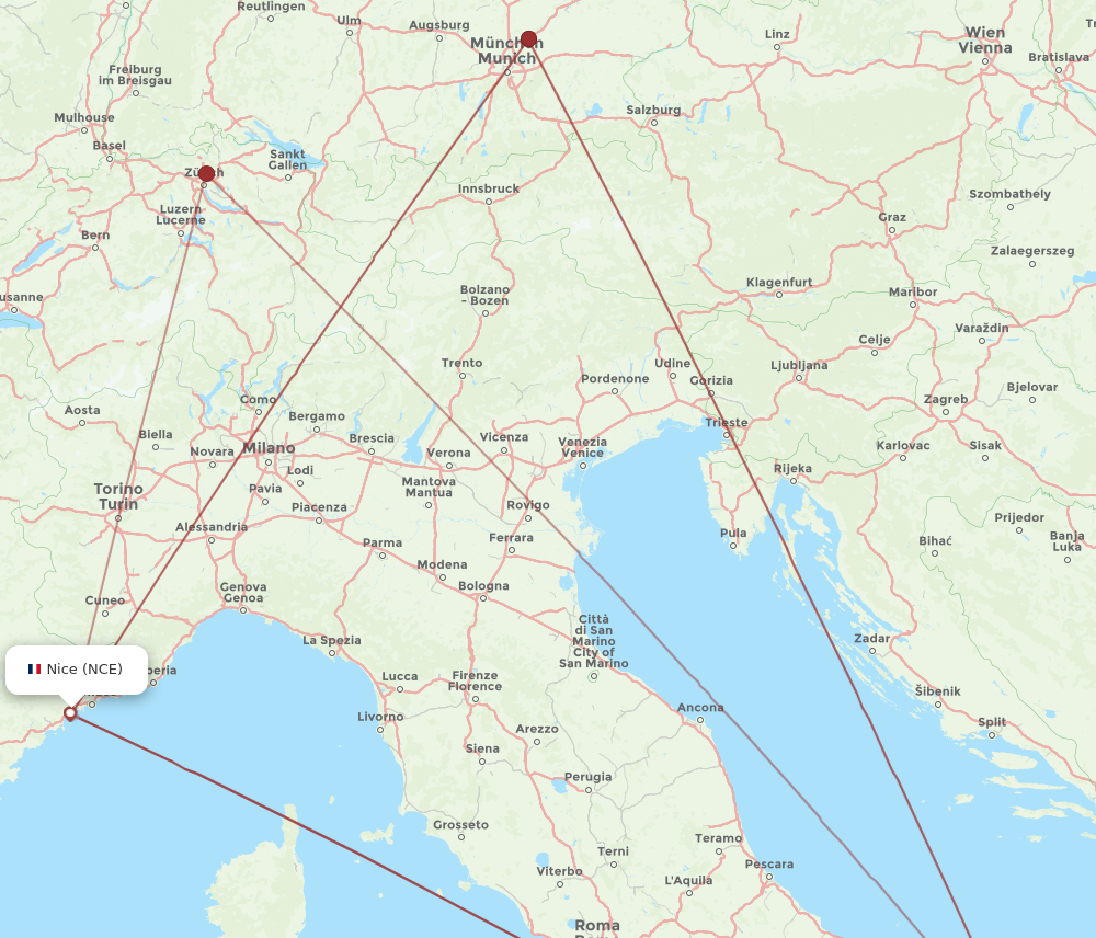 Flights from Bari to Nice, BRI to NCE - Flight Routes