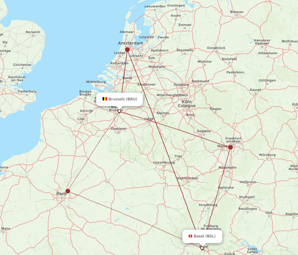 Flights from Brussels to Basel Switzerland Mulhouse BRU to BSL