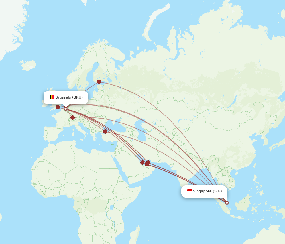 Flights from Brussels to Singapore BRU to SIN Flight Routes