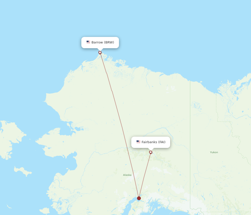 Flights from Utqiagvik Barrow to Fairbanks BRW to FAI Flight Routes