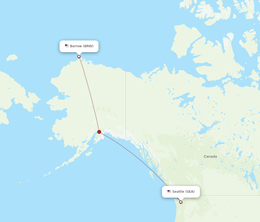 Flights from Utqiagvik Barrow to Seattle BRW to SEA Flight Routes