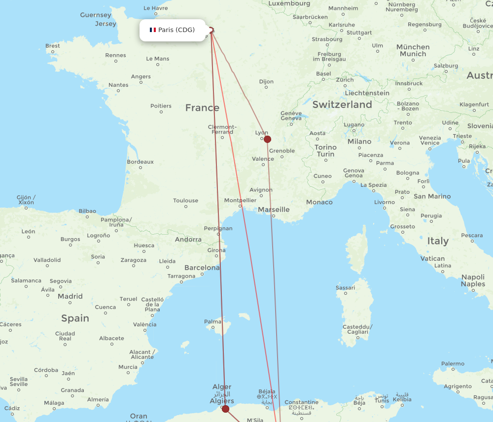 Flights from Biskra to Paris BSK to CDG Flight Routes