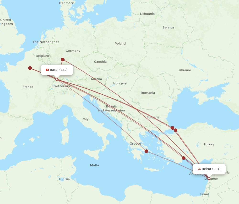 Flights from Basel Switzerland Mulhouse to Beirut BSL to BEY